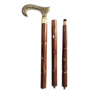 Artshai Sheesham Wood Walking Stick with Brass Handle, Size: 36 inch