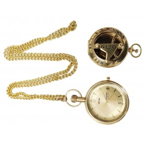 Artshai Golden 2 inch Sundial Compass and Brass Pocket Watch Combo .Excellent Gifting idea