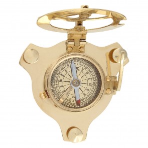 Artshai 3 inch Brass golden Sundial Compass. Sun Clock
